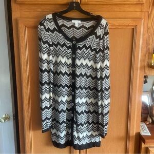 Charter Club cardigan tunic black/silver/white size medium